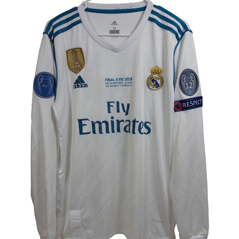 Adidas Real Madrid Jersey M Mens Ronaldo 7 Final Kyiv 2018 Long Sleeve White